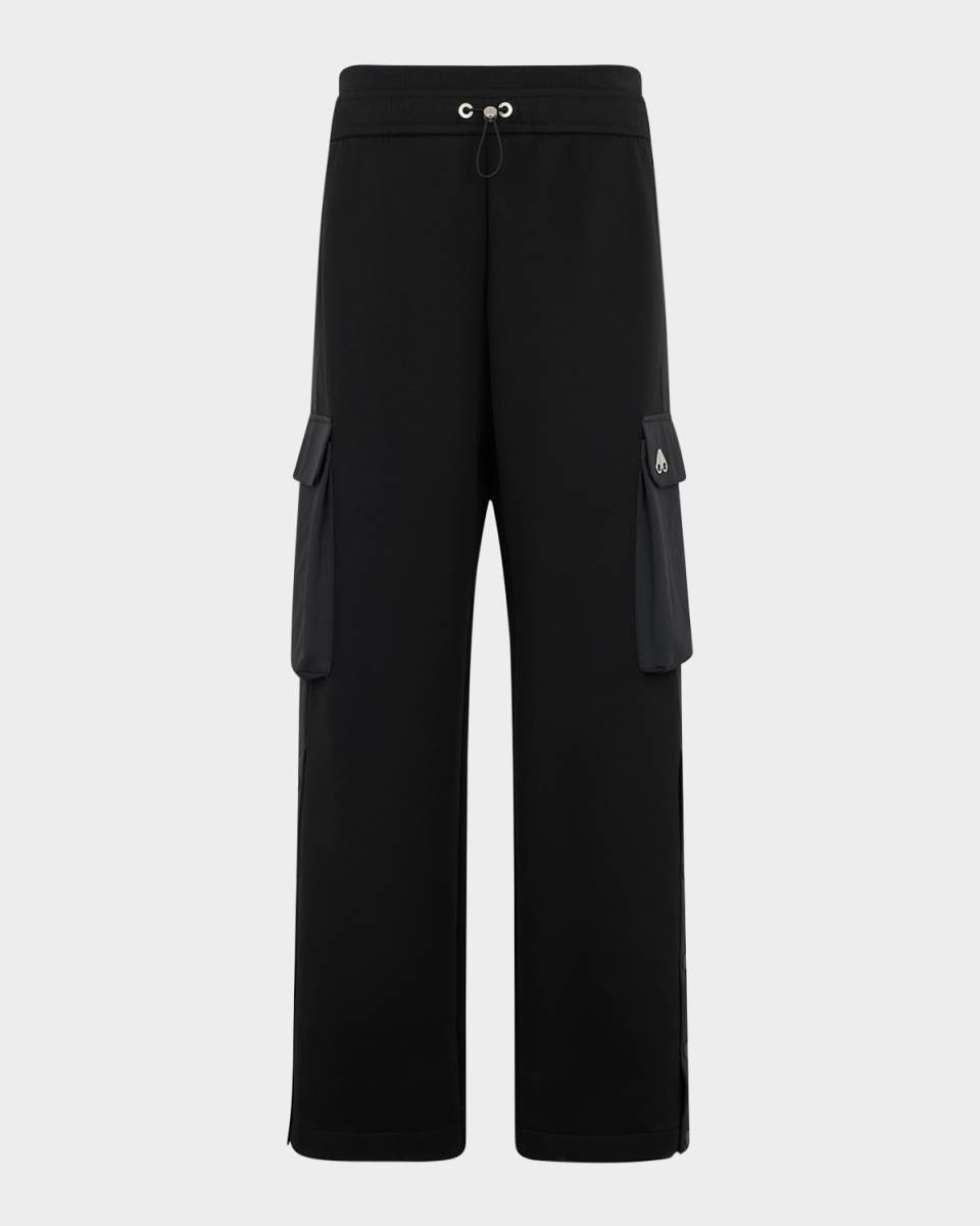 Mixed-Media Drawstring Track Pants